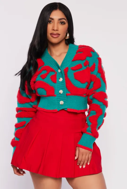 Daisy Tufted Knit Cropped Cardigan sold by Rainbow