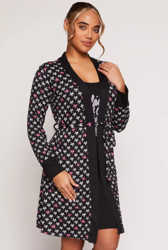 Glitter Graphic Cami Nightgown with Robe sold by Rainbow