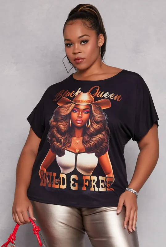 Plus Size Black Queen Graphic Tee sold by Rainbow