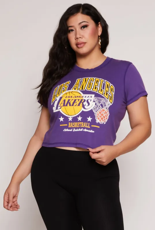Plus Size NBA Los Angeles Lakers Graphic Crop Top sold by Rainbow