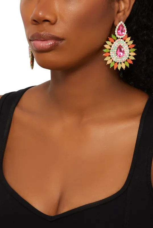Cubic Zirconia Chandelier Drop Earrings sold by Rainbow