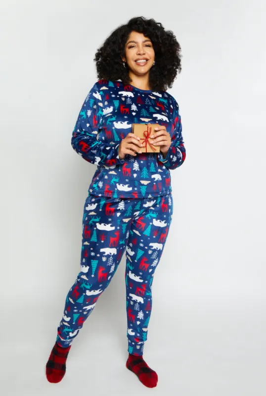 Plus Size Matching Printed Snug Fit Family Pajamas sold by Rainbow