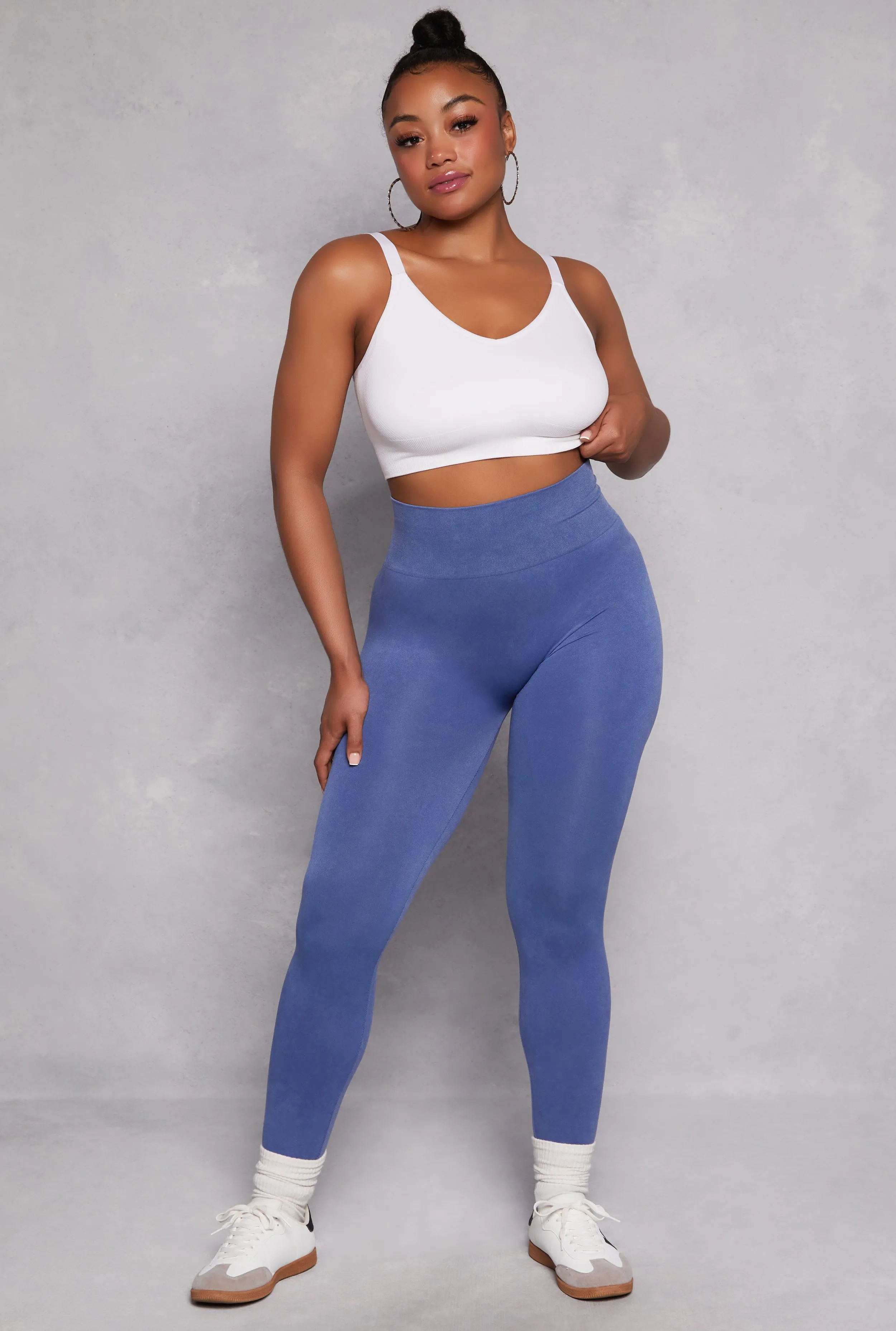 Plus Size Acid Wash High Waist Leggings sold by Rainbow