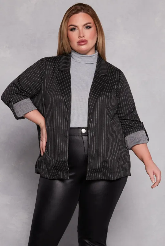 Plus Size Haute Monde Pinstripe Blazer sold by Rainbow