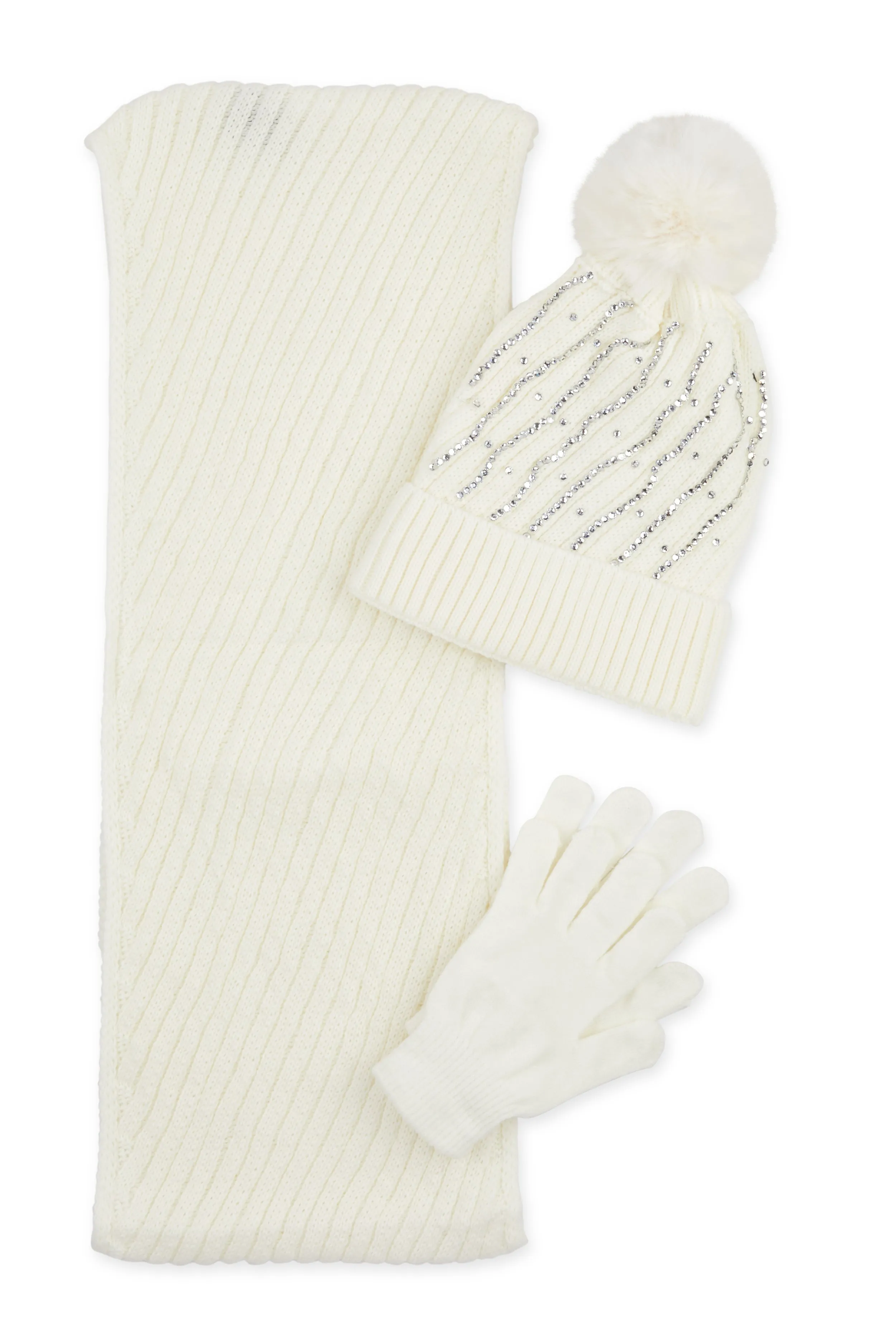 Rhinestone Detail Beanie with Infinity Scarf and Gloves sold by Rainbow product image thumbnail 2