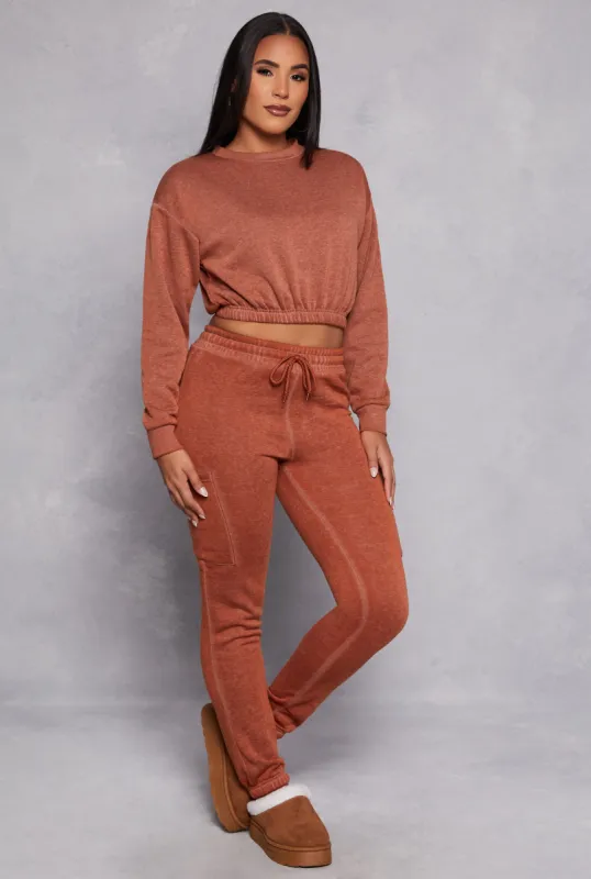 Fleece Lined Drawstring Cargo Sweatpants sold by Rainbow