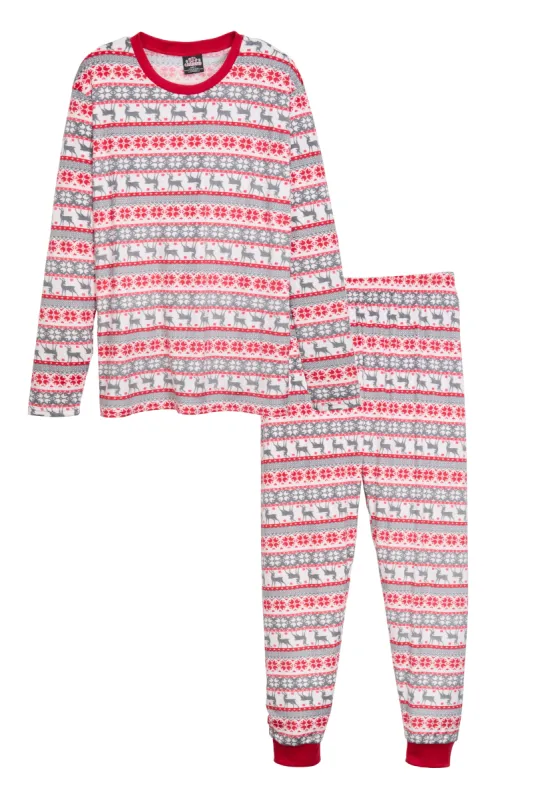 Mens Matching Reindeer Fair Isle Snug Fit Family Pajamas sold by Rainbow