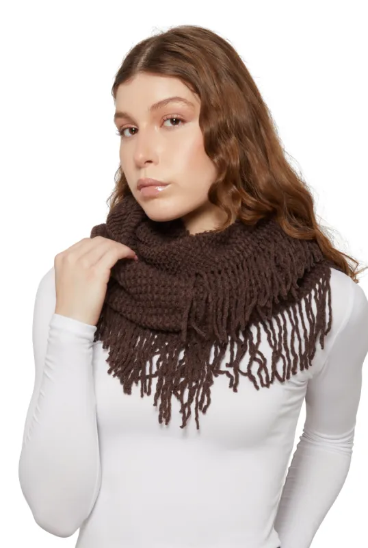 Fringe Knitted Infinity Scarf sold by Rainbow