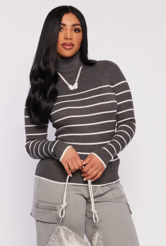 Striped Turtleneck Sweater sold by Rainbow