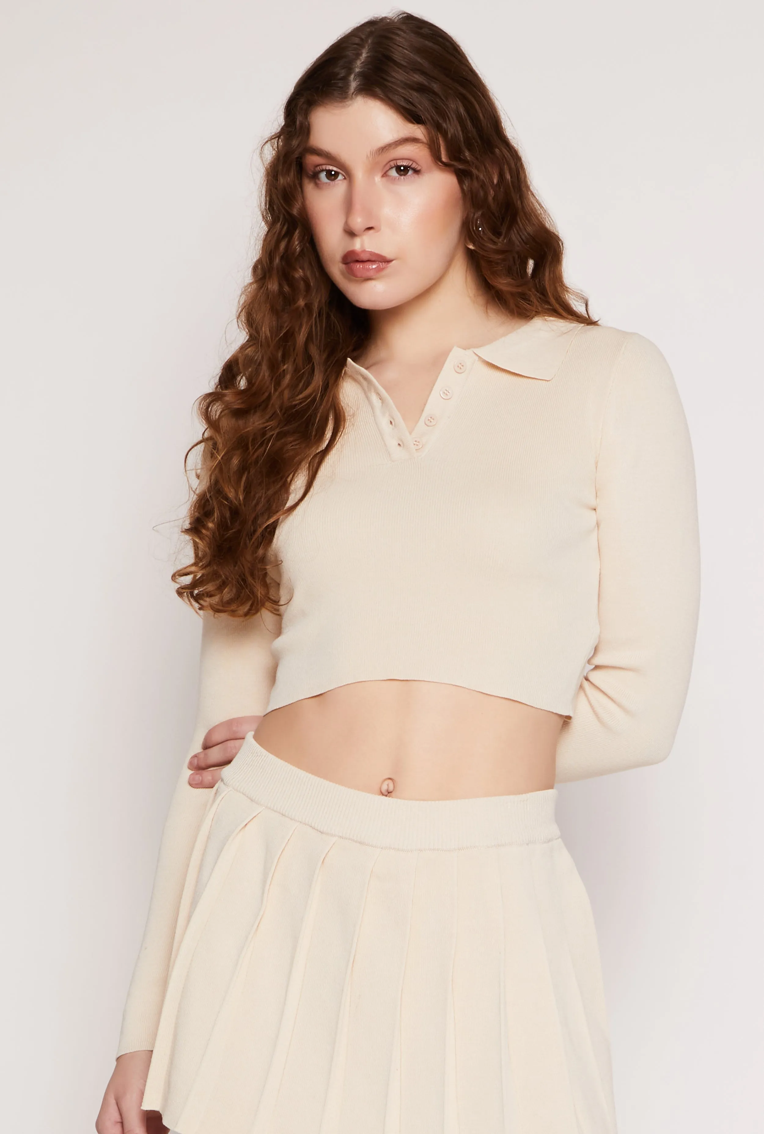 Daisy Long Sleeve Cropped Polo Shirt sold by Rainbow