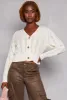 Pointelle Cable Knit Long Sleeve Cardigan sold by Rainbow