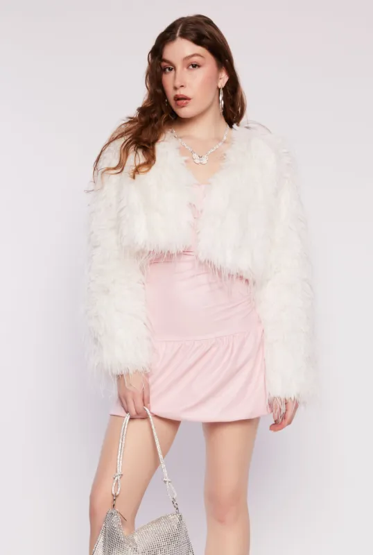 Faux Fur Open Front Cropped Jacket sold by Rainbow