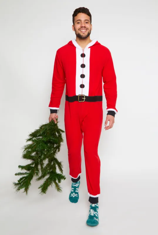 Mens Matching Santa Claus Hooded Onesie Family Pajamas sold by Rainbow