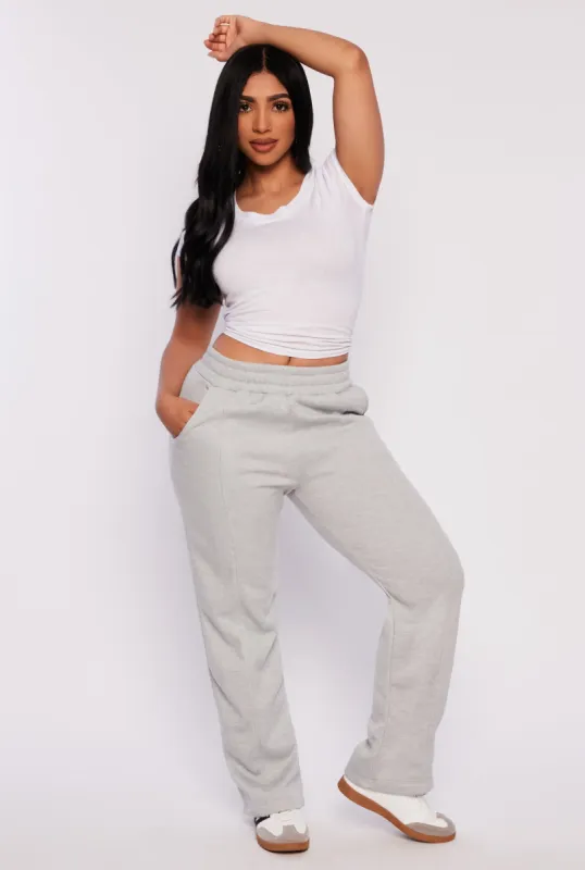 Fleece Pintuck Wide Leg Sweatpants sold by Rainbow