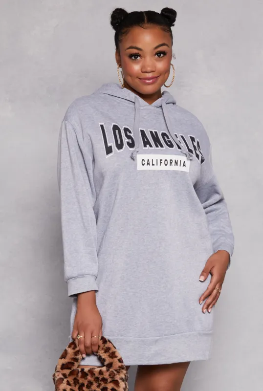 Plus Size Los Angeles Hooded Sweatshirt Dress sold by Rainbow