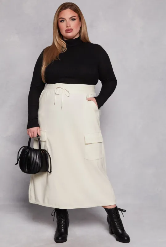 Plus Size Scuba Drawstring Maxi Skirt sold by Rainbow
