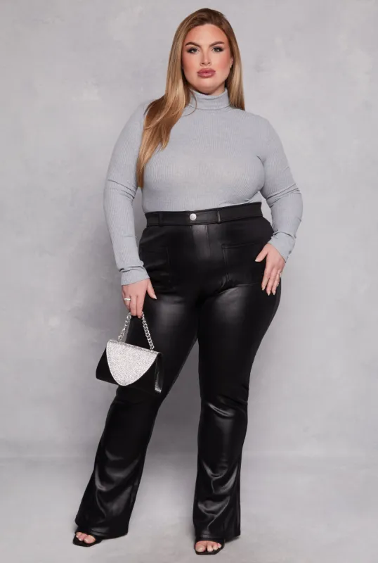 Plus Size Leather Look Boot Cut Pants sold by Rainbow