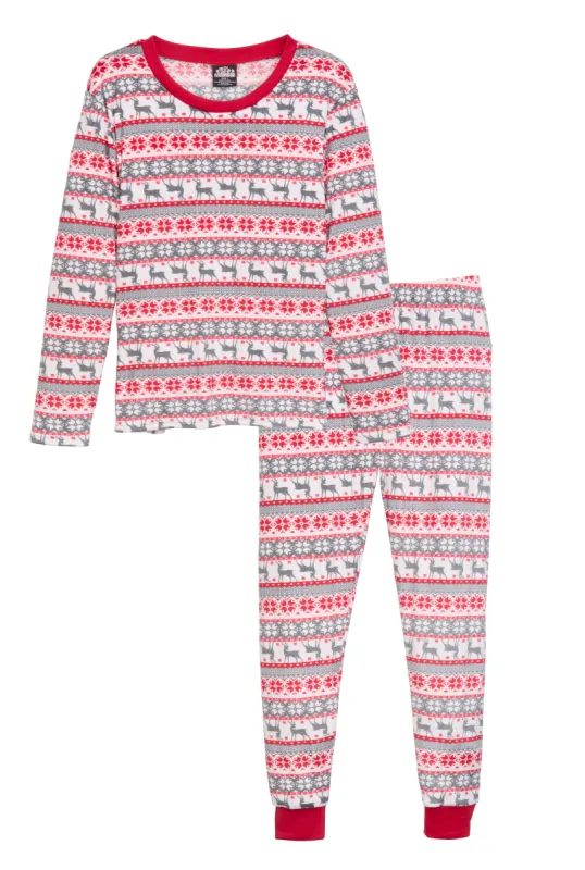 Womens Matching Reindeer Fair Isle Snug Fit Family Pajamas sold by Rainbow