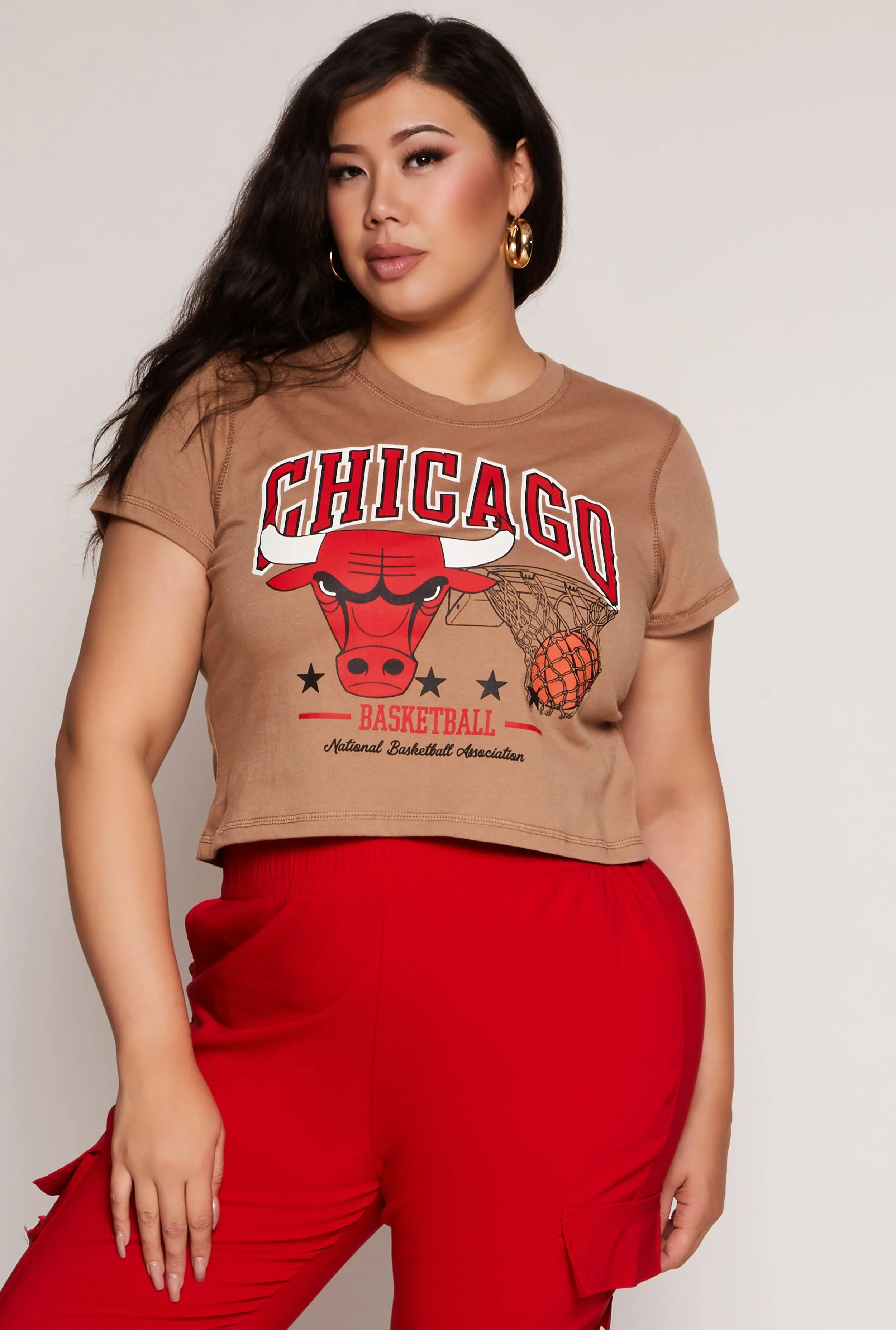 Plus Size NBA Chicago Bulls Crop Top sold by Rainbow