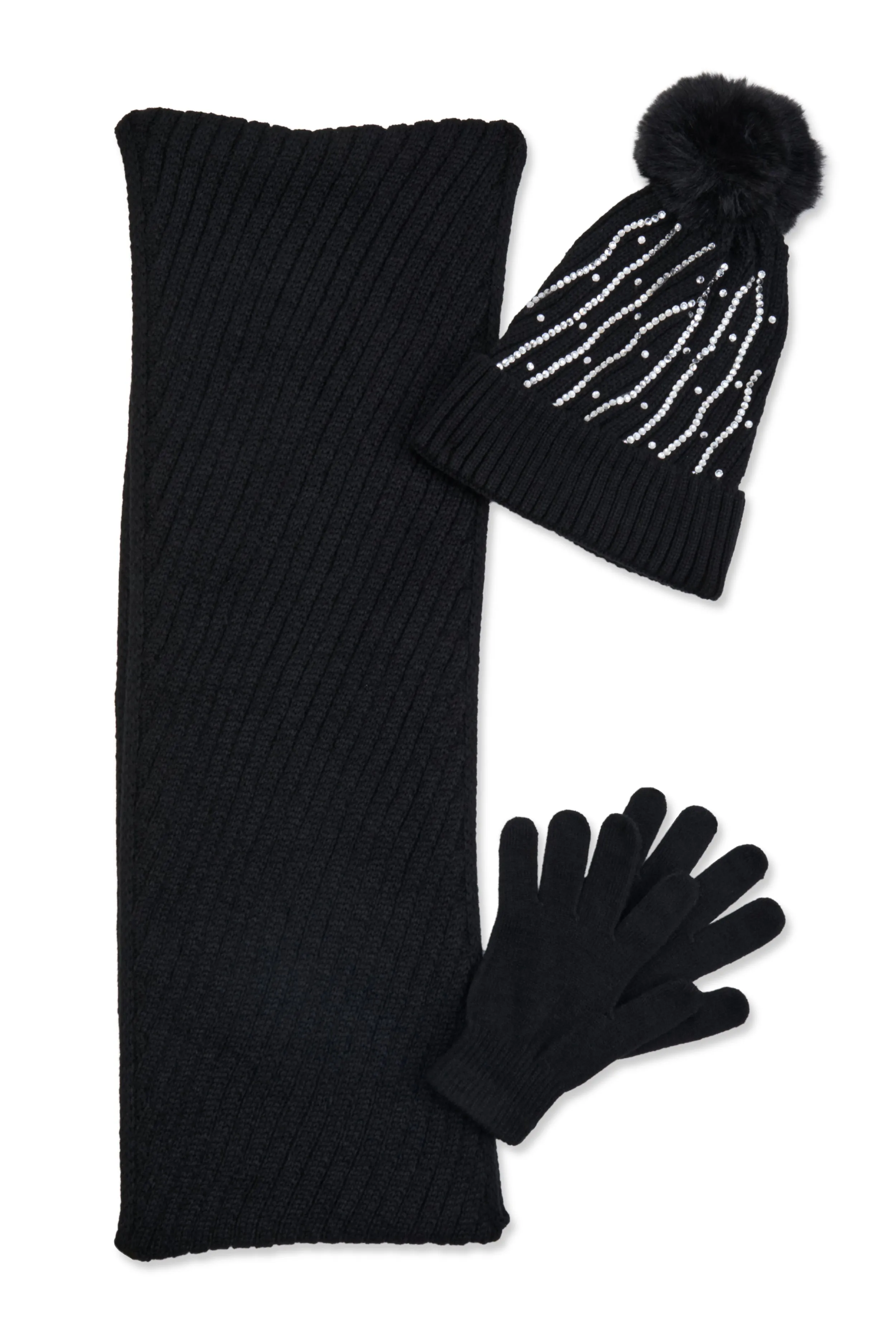 Rhinestone Detail Beanie with Infinity Scarf and Gloves sold by Rainbow product image thumbnail 2