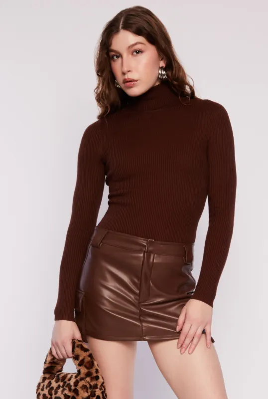 Ribbed Knit Long Sleeve Turtleneck Top sold by Rainbow