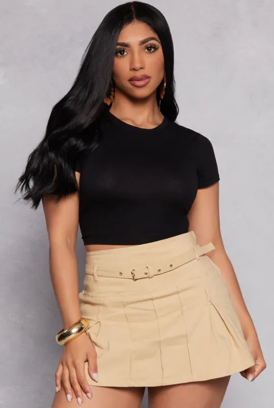 Short Sleeve Crew Neck Crop Top sold by Rainbow