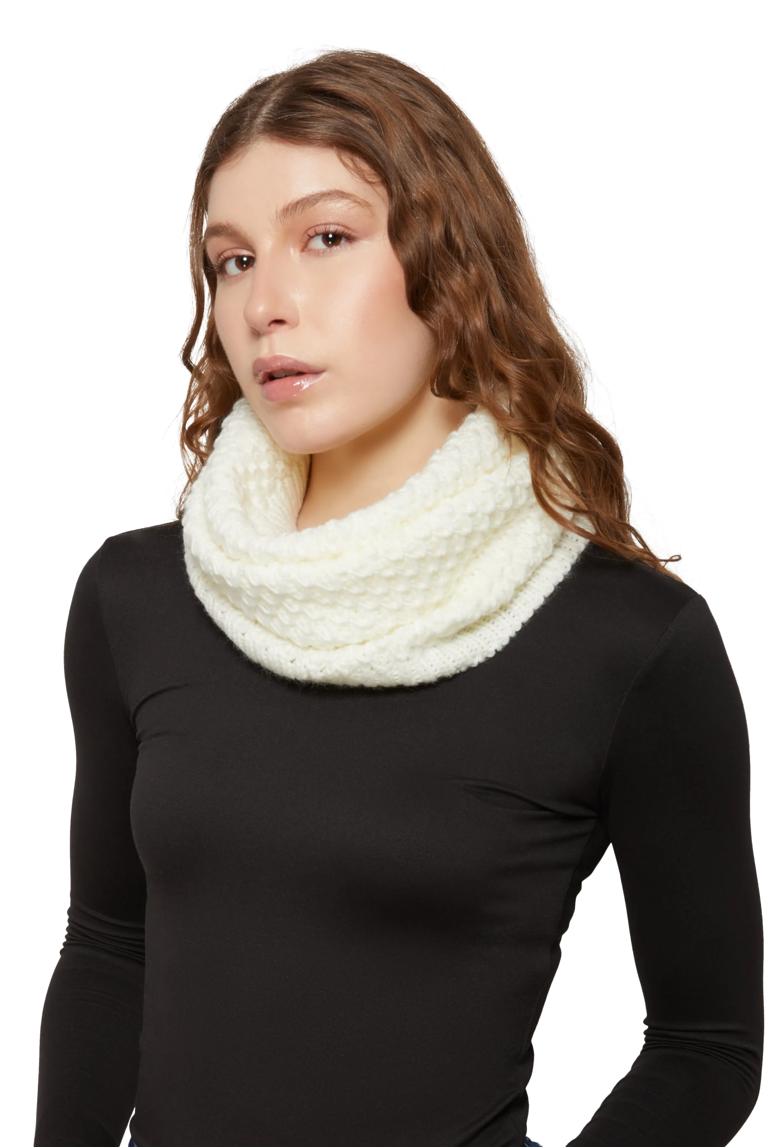 Textured Knit Infinity Scarf sold by Rainbow