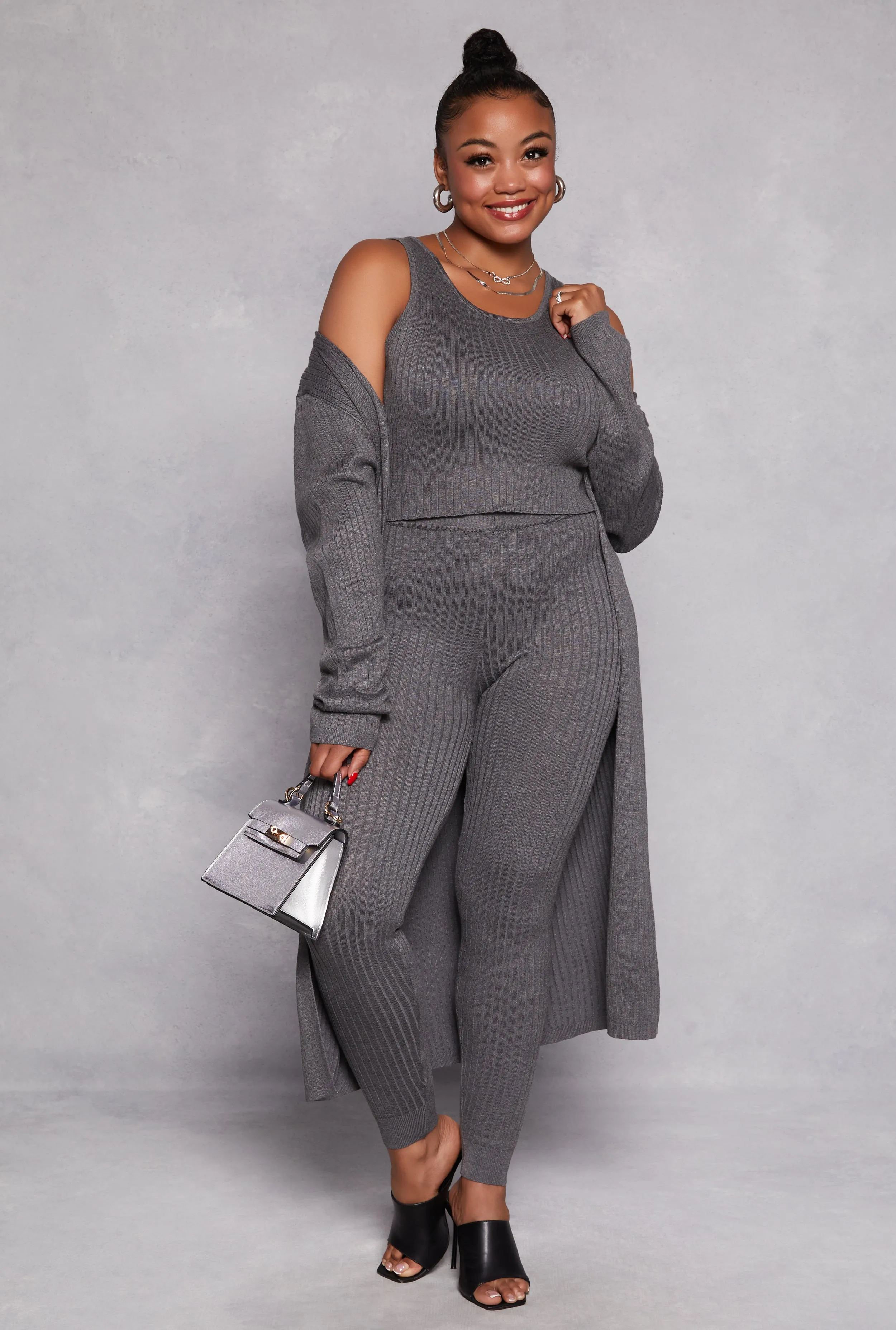 Plus Size Daisy Ribbed Knit Duster sold by Rainbow product image thumbnail 2