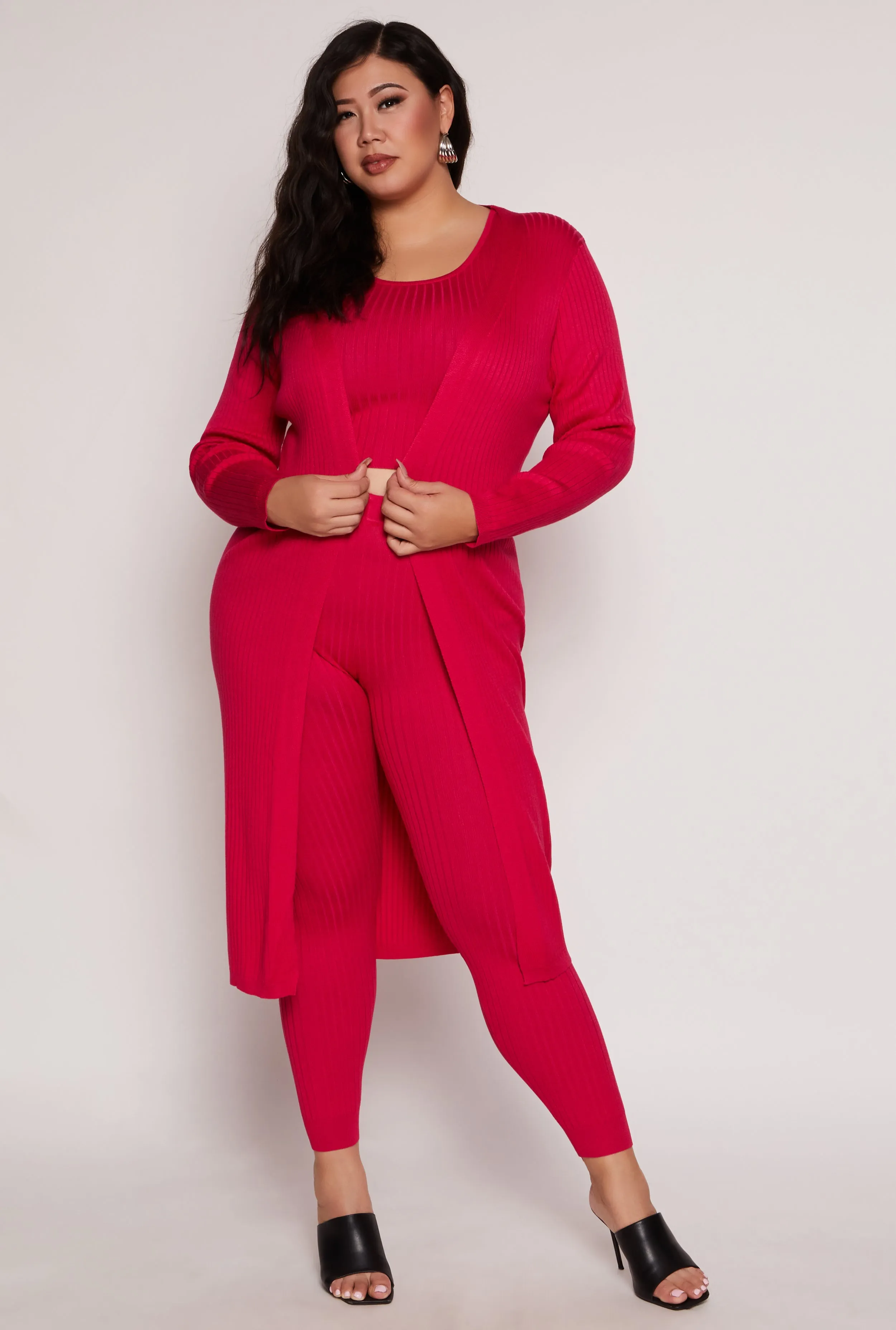 Plus Size Daisy Ribbed Knit Duster sold by Rainbow