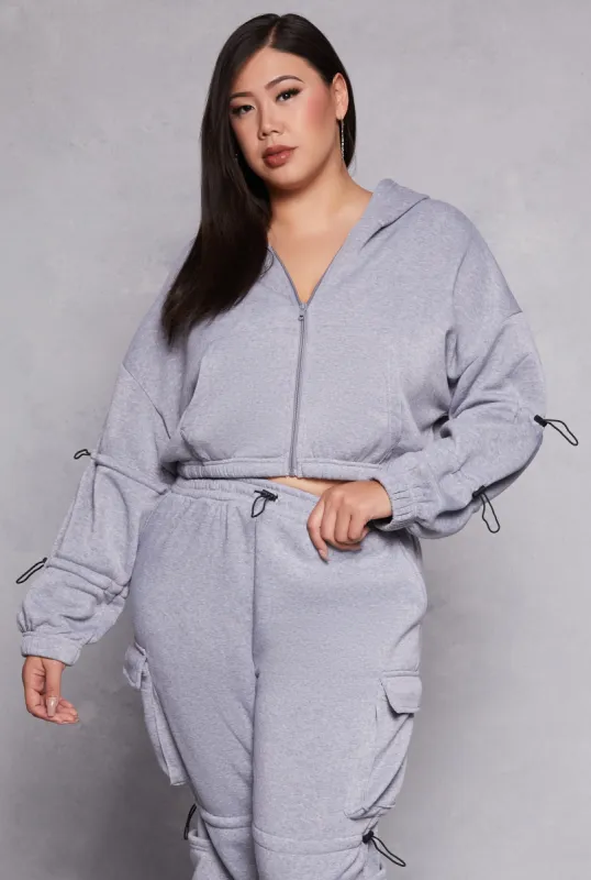 Plus Size Toggle Drawstring Cropped Hoodie sold by Rainbow