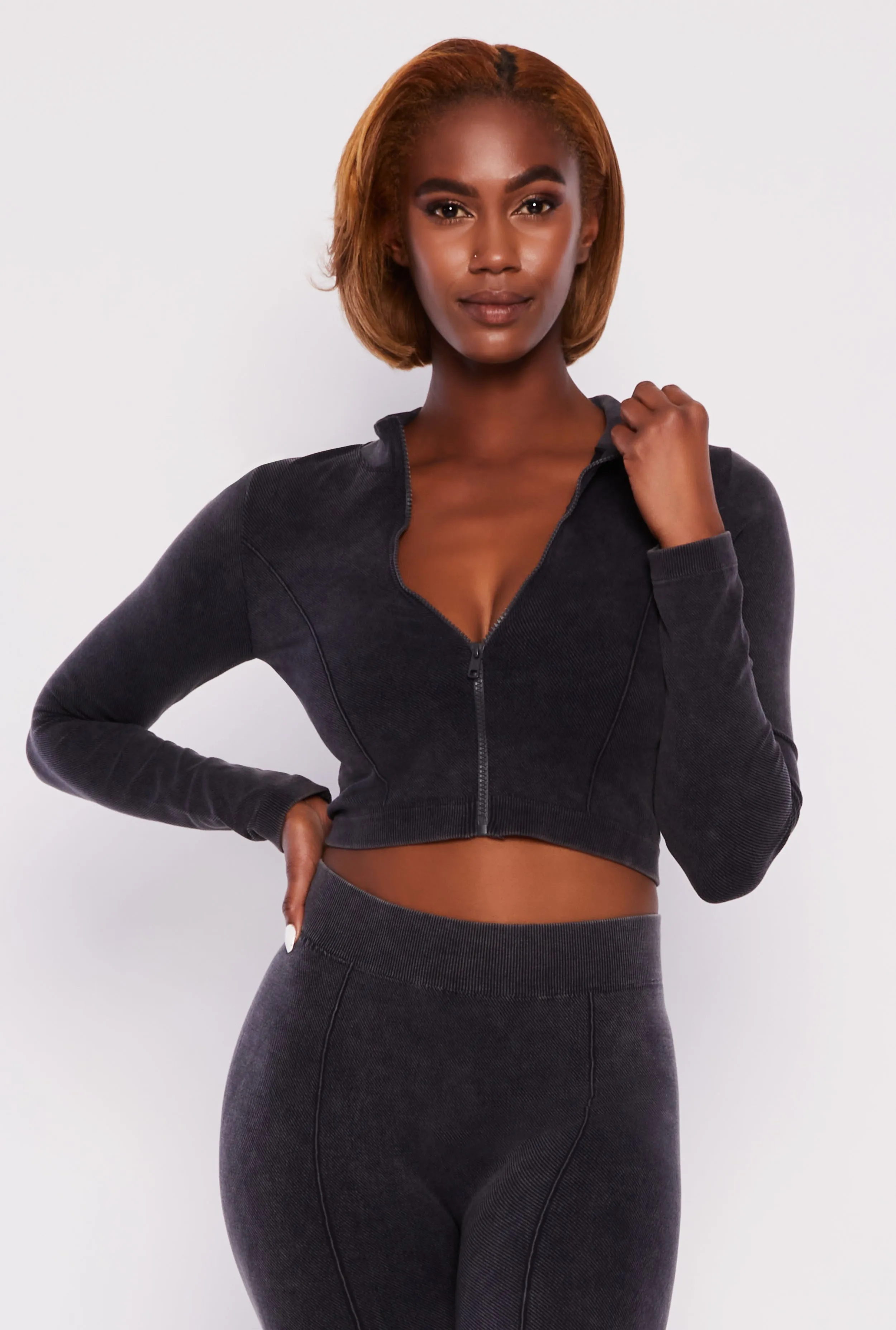 Compression Rib Seamless Zip Front Track Jacket sold by Rainbow