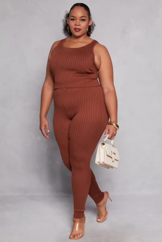 Plus Size Daisy Ribbed Knit Leggings sold by Rainbow