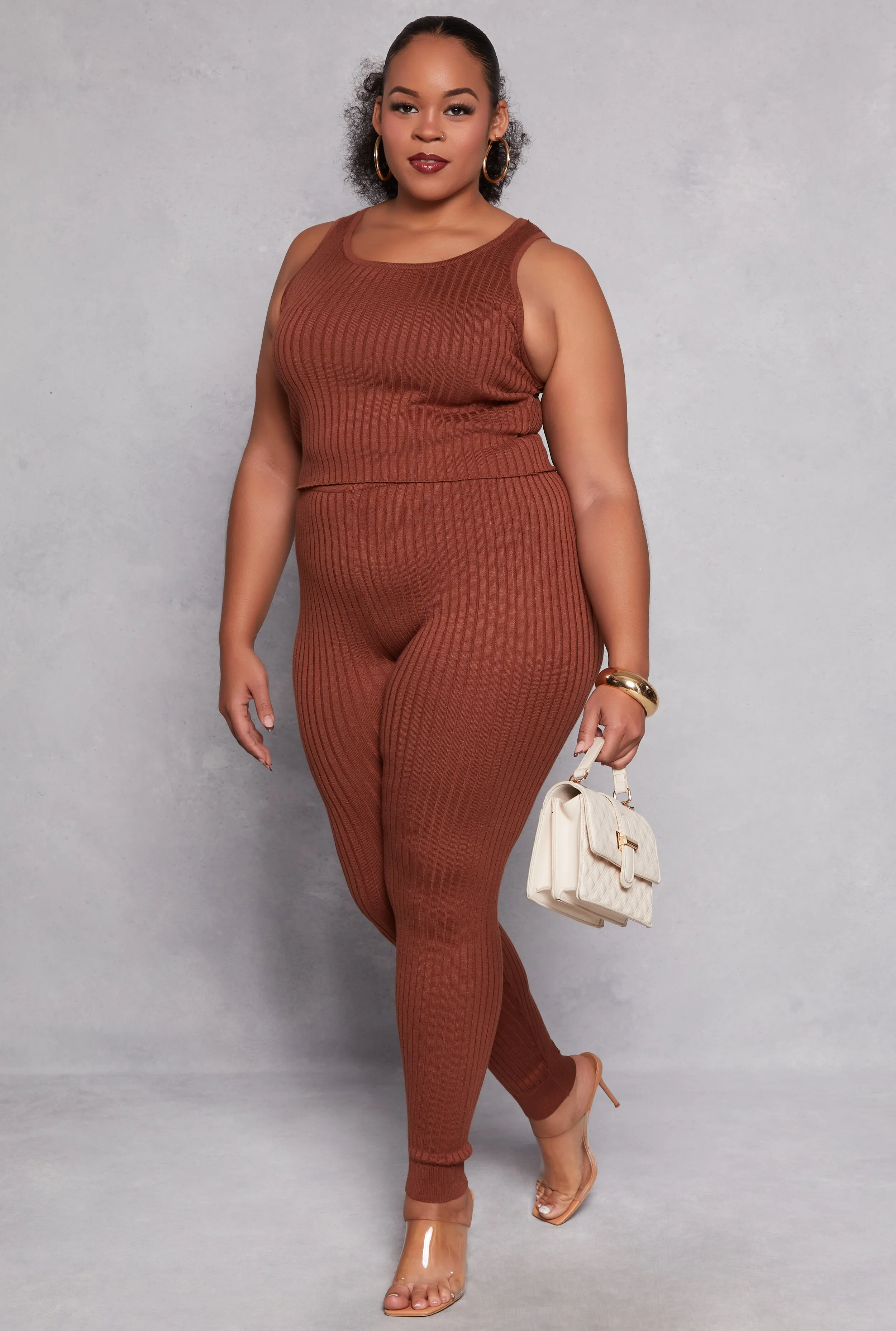 Plus Size Daisy Ribbed Knit Leggings sold by Rainbow