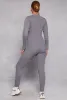 Ribbed Knit Zip Front Long Sleeve Catsuit sold by Rainbow
