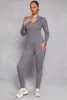 Ribbed Knit Zip Front Long Sleeve Catsuit sold by Rainbow