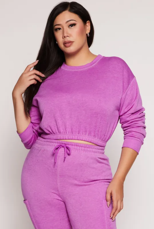 Plus Size Fleece Cropped Sweatshirt sold by Rainbow