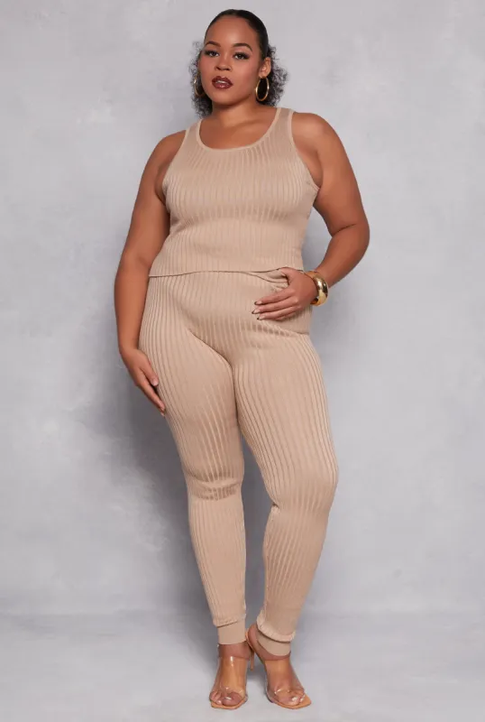Plus Size Daisy Ribbed Knit Leggings sold by Rainbow
