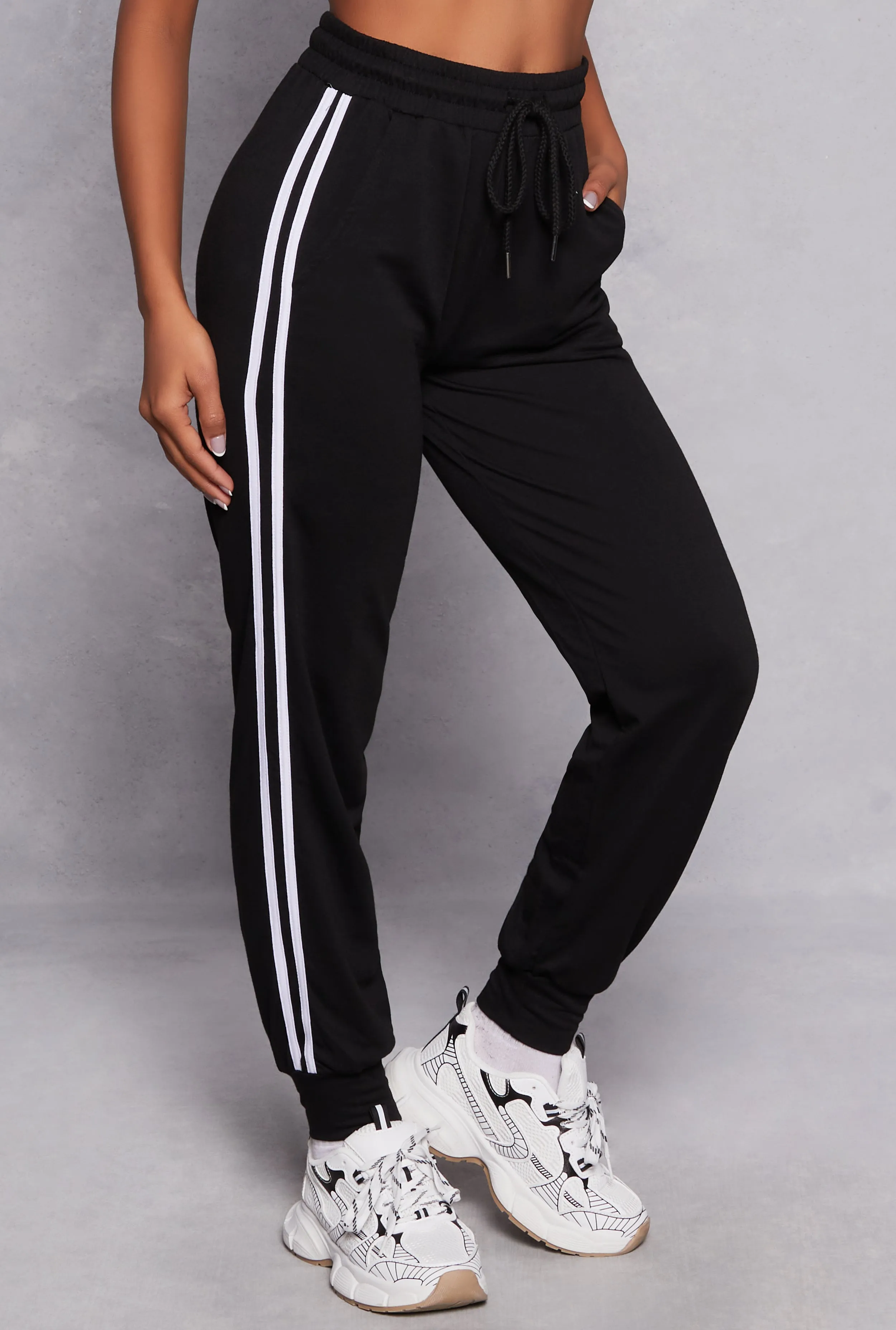 French Terry Varsity Stripe Drawstring Joggers sold by Rainbow product image thumbnail 2