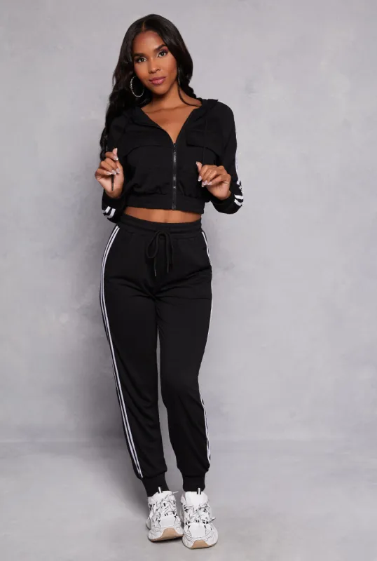 French Terry Varsity Stripe Drawstring Joggers sold by Rainbow