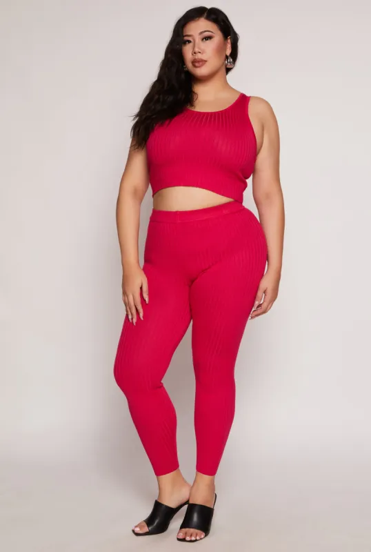 Plus Size Daisy Ribbed Knit Leggings sold by Rainbow