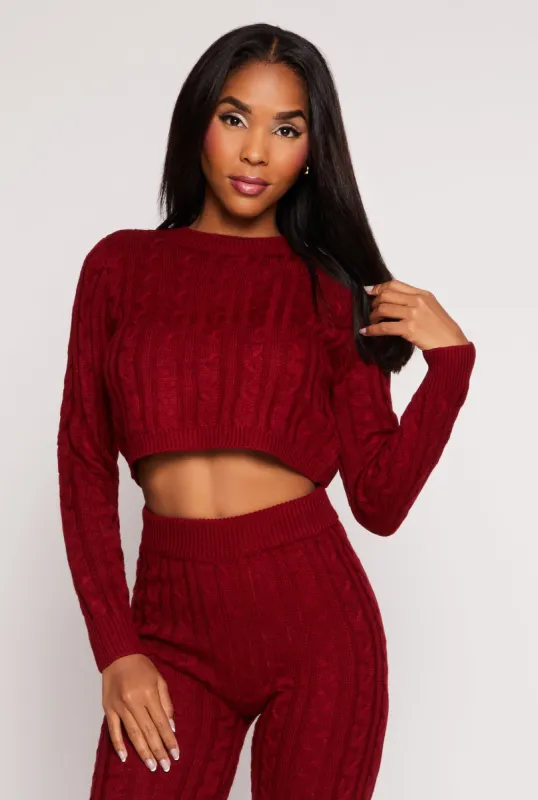 Cable Knit Cropped Pullover Sweater sold by Rainbow