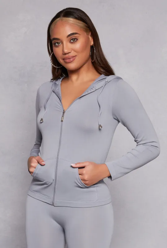 Seamless Zip Front Hooded Top sold by Rainbow