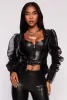 Organza Puff Sleeve Faux Leather Moto Jacket sold by Rainbow