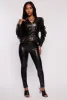 Organza Puff Sleeve Faux Leather Moto Jacket sold by Rainbow