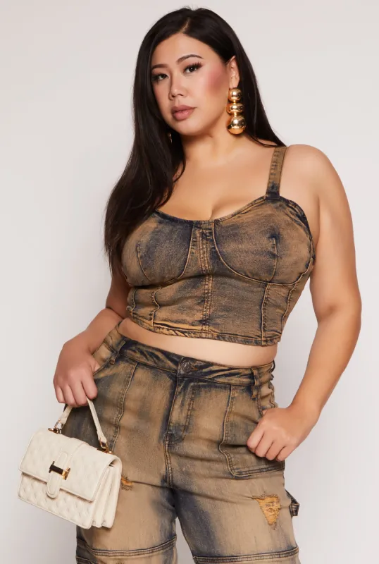 Plus Size Spoon Jeans Antique Wash Bustier Top sold by Rainbow
