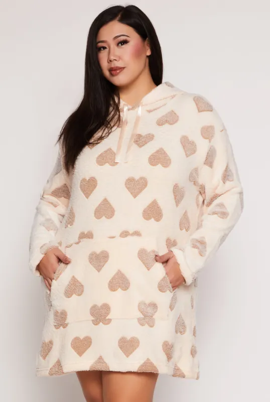 Heart Print Blanket Hoodie sold by Rainbow