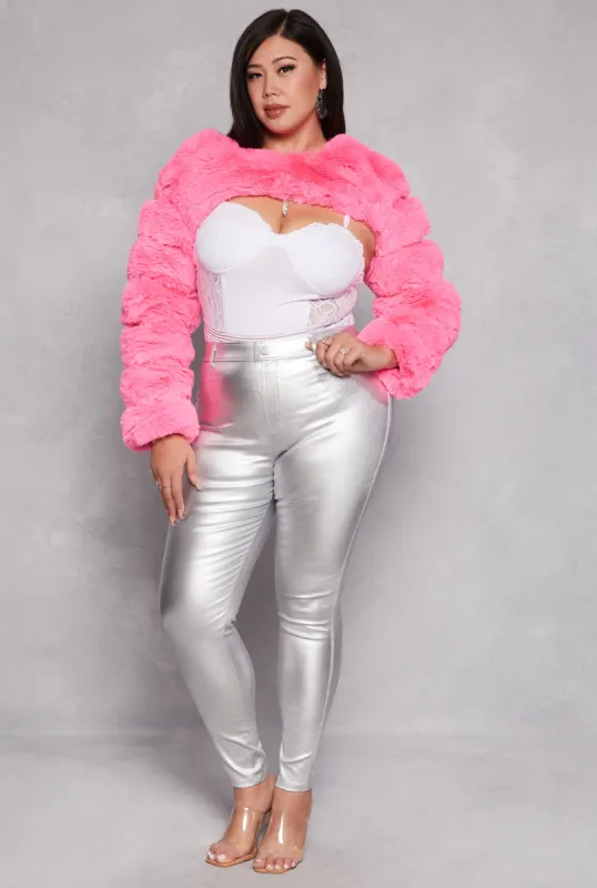 Plus Size Metallic Faux Leather Pull On Pants sold by Rainbow