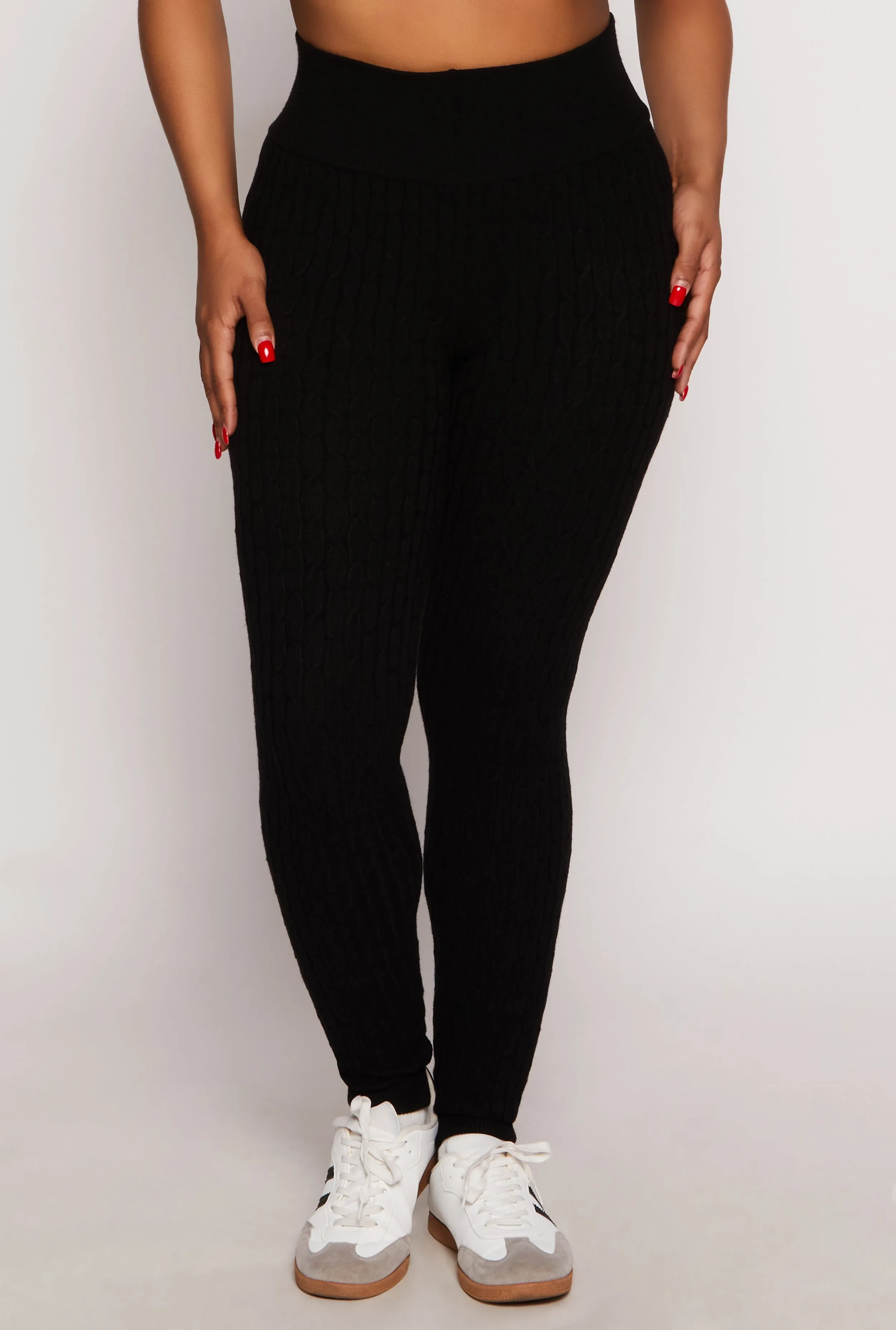 Plus Size Cable Knit Wide Waist Leggings sold by Rainbow product image thumbnail 2