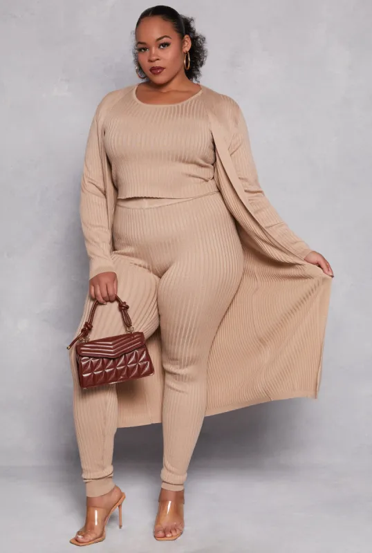 Plus Size Daisy Ribbed Knit Duster sold by Rainbow