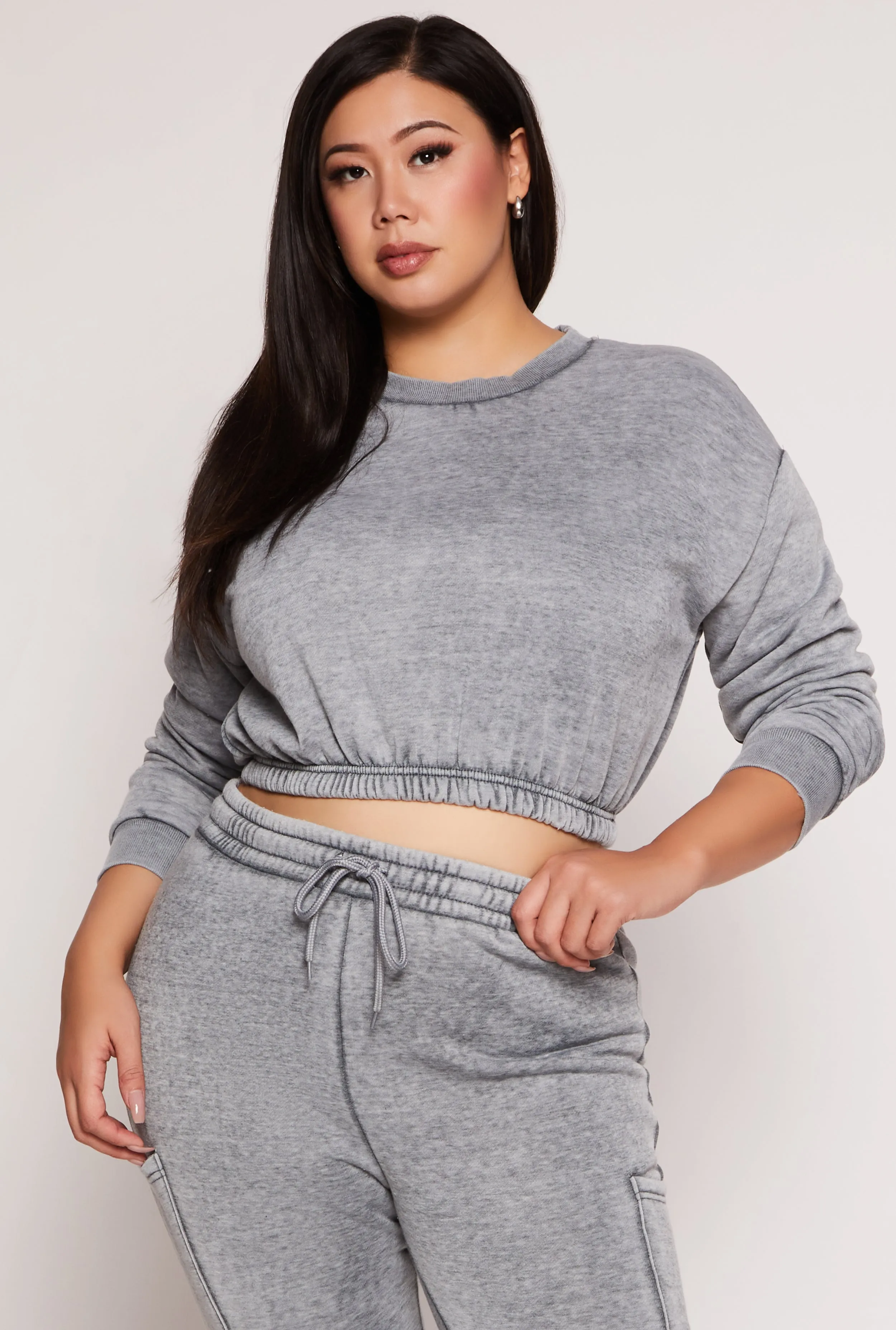 Plus Size Fleece Cropped Sweatshirt sold by Rainbow